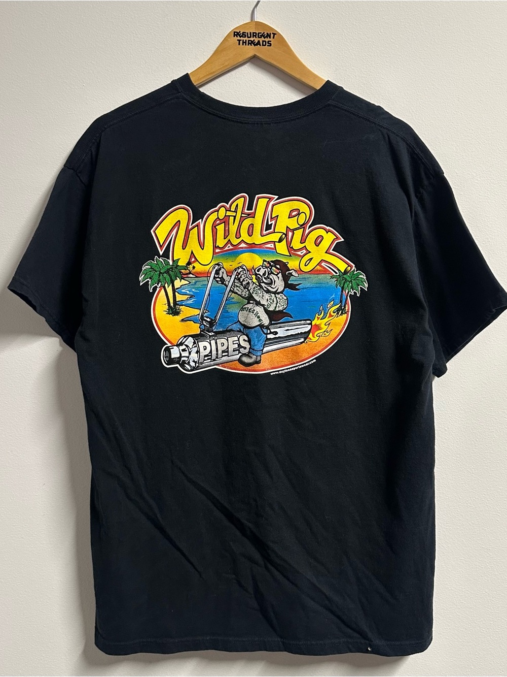 90s Wild Pig Pipes Motorcycles Chopper Tshirt Black XL